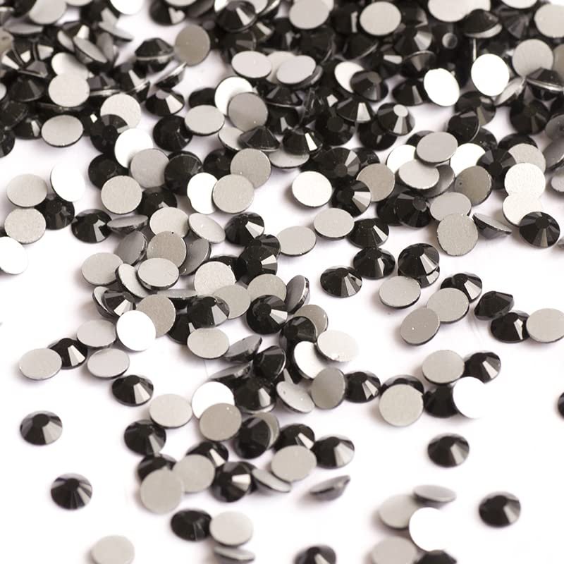 SS20 1440pcs Jet Black Rhinestones Shiny Strass Glitter Non Hotfix Flatback Manicure Nail Art Apparel Costume Decorations Glass Beads