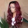 Youllyuu Lace Front Wig Black Red Body Wave Human Hair Wigs Brazilian Hair Women Colored Lace Frontal Wig 13x6 Frontal Wig 20in#130% view 2