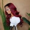 Youllyuu Lace Front Wig Black Red Body Wave Human Hair Wigs Brazilian Hair Women Colored Lace Frontal Wig 13x6 Frontal Wig 20in#130% view 4