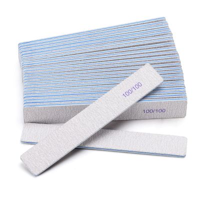 25 Pieces Rectangle Nail Files 100/100 Grit, Reusable Nail Buffers Double Sided Emery Boards Fingernail Files for Acrylic Nails and Natural Nails