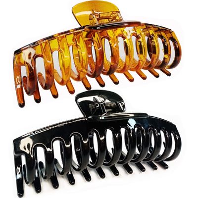 Accglory 5.5 Extra Large Hair Clips Long Thick Hair Womens Jumbo Hair Claw Clips Huge Black Brown XL Giant Claws Strong Basic Gripper