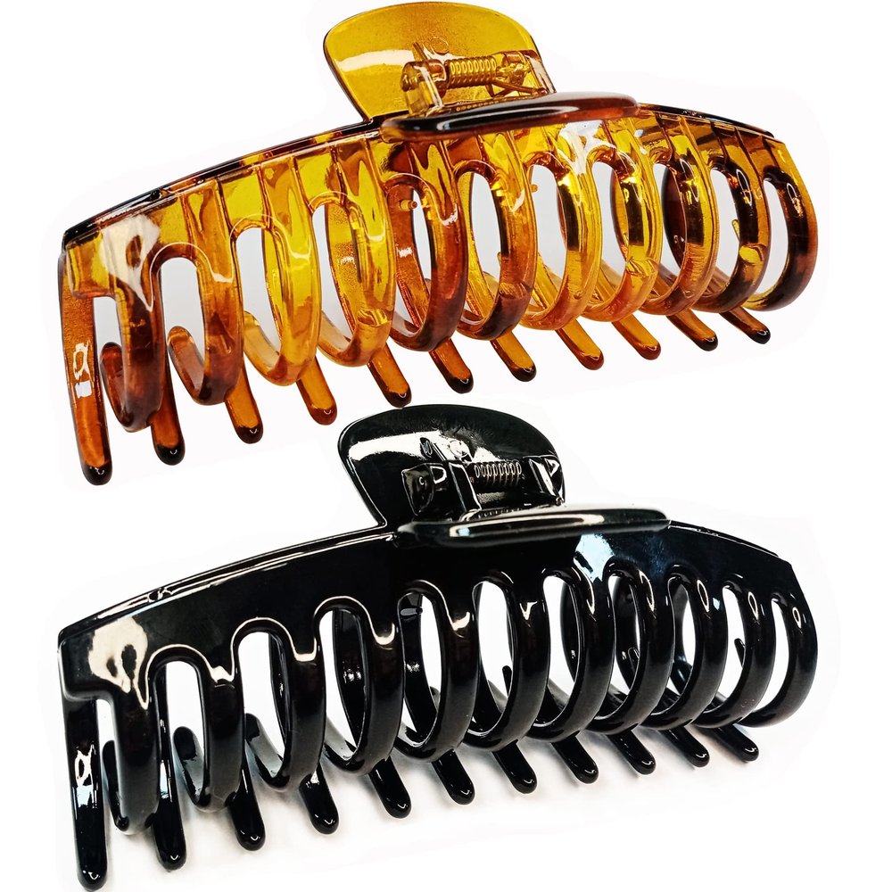Accglory 5.5 Extra Large Hair Clips Long Thick Hair Womens Jumbo Hair Claw Clips Huge Black Brown XL Giant Claws Strong Basic Gripper