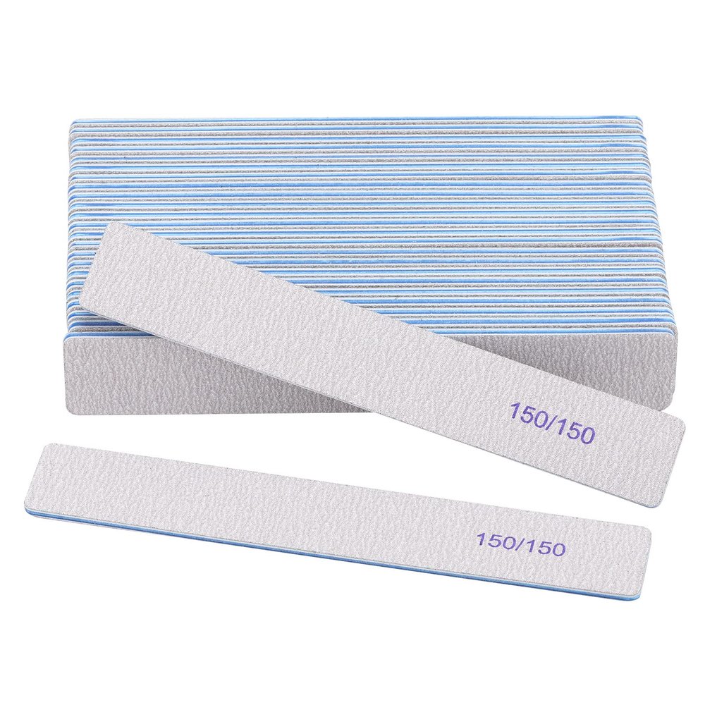 25 Pieces 150/150 Grit Rectangle Nail Files for Acrylic Nails, Reusable Buffering Files Double Sided Emery Boards for Natural Nails