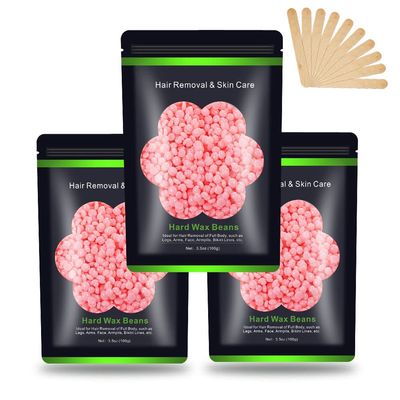 Wax Beads for Hair Removal 10.5oz/ 300g, Auperwel Hard Wax Beans for Brazilian, Face, Bikini, Eyebrow, Legs, At Home Painless Waxing Beads for Women Men 3 packs