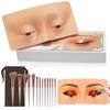 PRELGOSP Makeup Practice Face, Silicone Realistic Makeup Practice Board, Reusable Eye Makeup Practice Board with 13 Piece Brushes Set, for Beautician Beginner Cosmetologist view 1