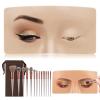 PRELGOSP Makeup Practice Board, Reusable Silicone Makeup Practice Face, 3D Eye Makeup Practice Board with 13 Piece Brushes Set, Perfect for Beginners view 1