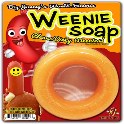 Deluxe Edition Big Jimmys Weenie Soap - Funny Happy Hot Dog Design - Functional Soap for Men - Yellow Circle soap, Light Scent (Deluxe)