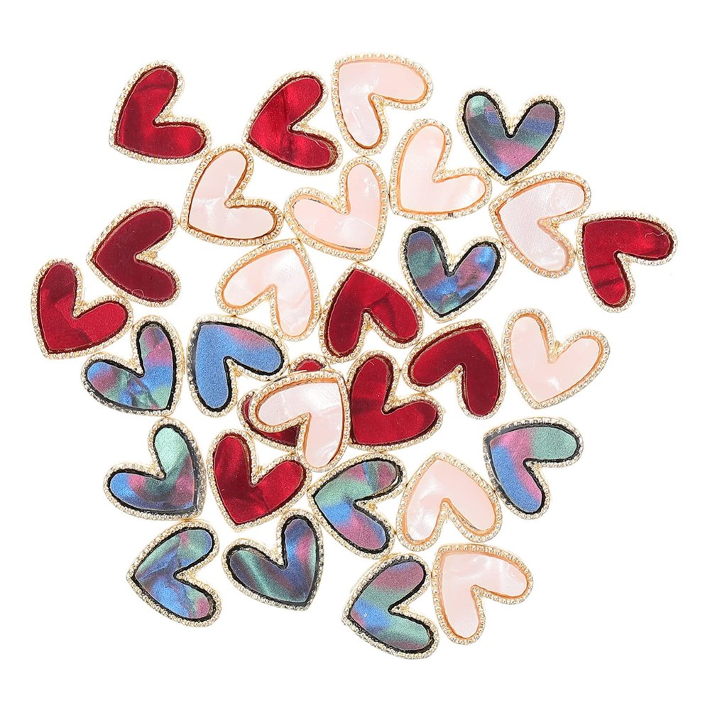 minkissy 30pcs Heart Design Nail Charms for Manicure Three Cute Nail Art Accessories for Creative Decoration Safe and Compact Design for Easy Application