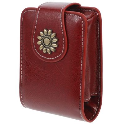 VALICLUD Lipstick Storage Bag with Mirror Portable Leather Lipstick Organizer Pouch for Travel and Purse Compact 3.9 Inch Cosmetic Case