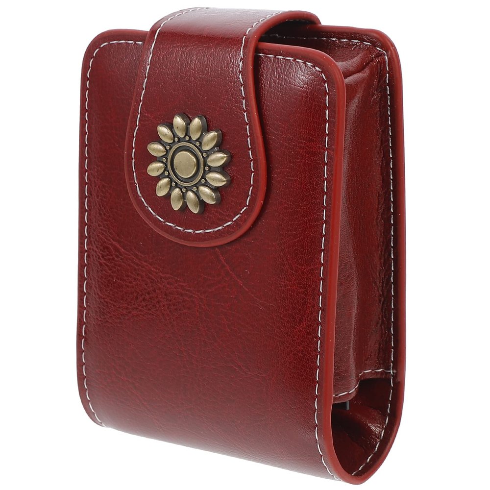 VALICLUD Lipstick Storage Bag with Mirror Portable Leather Lipstick Organizer Pouch for Travel and Purse Compact 3.9 Inch Cosmetic Case