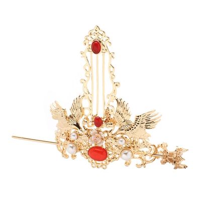 LALAFINA Chinese Hair Coronet Set Vintage Tassel Hair Pin Ancient Coronet Crown for Female Adults, Weddings, Valentine'S Day