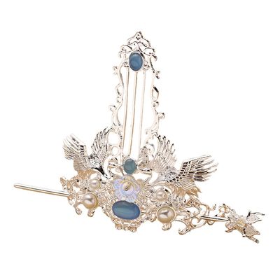 LALAFINA 1 set Hair Classical Head Traditional Stick Vintage Hairpin Headdress Retro present Clip Pins Chinese Coronet Accessories Style Crown Sticks Jewelry Silver Hanfu White Ancient for