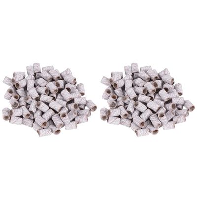 LALAFINA 200pcs Sanding Bands for Nail Drills Grey Nail Art Sanding Sleeves for Natural and Artificial Suitable for Manicure and Pedicure Accessories