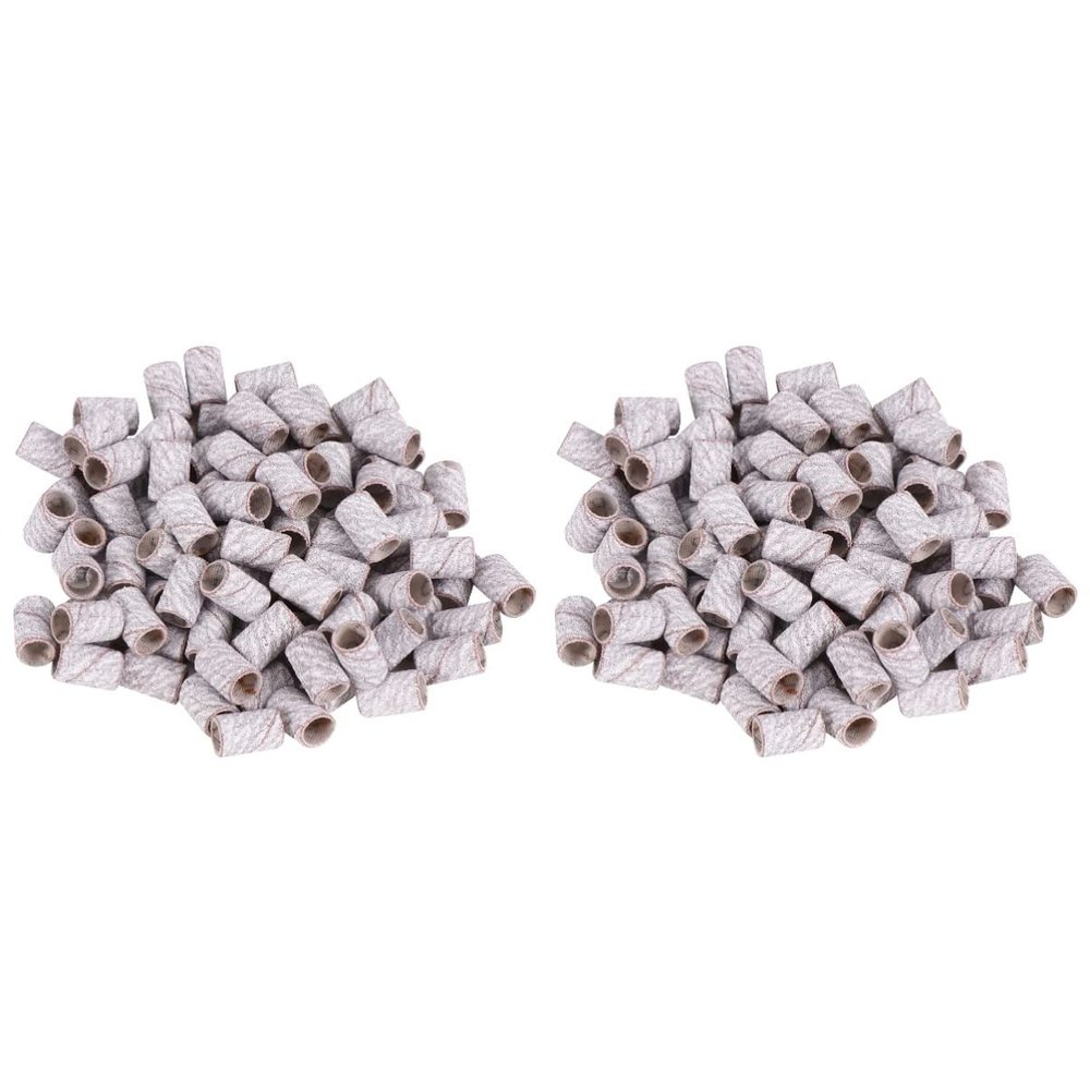LALAFINA 200pcs Sanding Bands for Nail Drills Grey Nail Art Sanding Sleeves for Natural and Artificial Suitable for Manicure and Pedicure Accessories