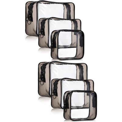 minkissy 6pcs Travel Cosmetics Bag Sections Easy to See Zipper Closure Toiletry Organizer