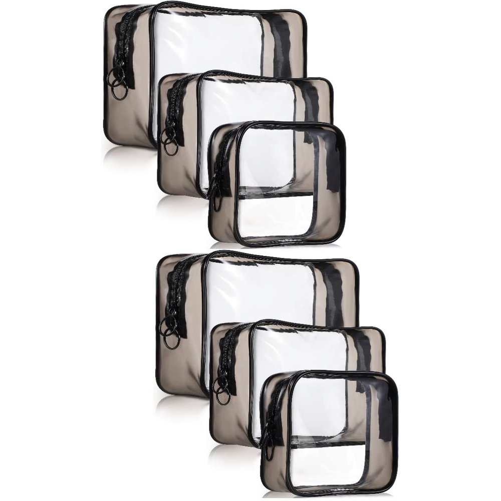 minkissy 6pcs Travel Cosmetics Bag Sections Easy to See Zipper Closure Toiletry Organizer