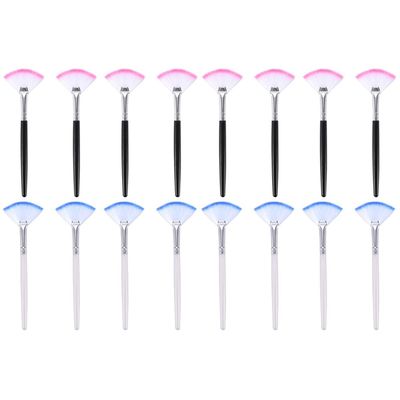 Beaupretty 16pcs Fan-shaped Soft Bristle Makeup Brushes for Facial Masks Ergonomic Applicator for Skincare and Beauty Washable Handle Brushes