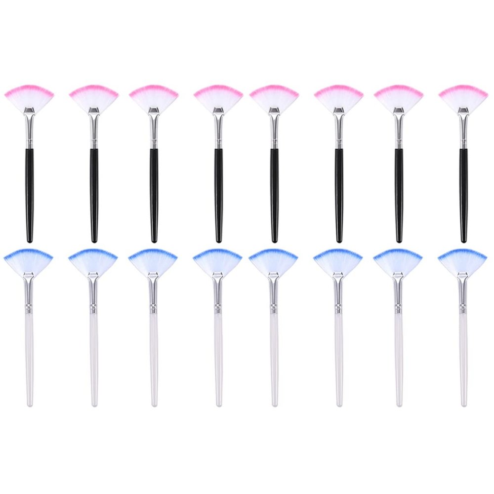 Beaupretty 16pcs Fan-shaped Soft Bristle Makeup Brushes for Facial Masks Ergonomic Applicator for Skincare and Beauty Washable Handle Brushes