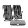 COOVS 8pcs Stainless Steel Manicure Nail Clippers Pedicure Set Clippers Scissor Tweezer Pimple Remover Tool Travel Hygiene Kit (Color : Preto) view 3