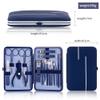 COOVS Multifunction Nail Clipper Set Pedicure Cutter Nail File Scissors Kit with Travel Case Stainless Steel Blue Manicure Set Tools (Color : 12pcs-Blue) view 3