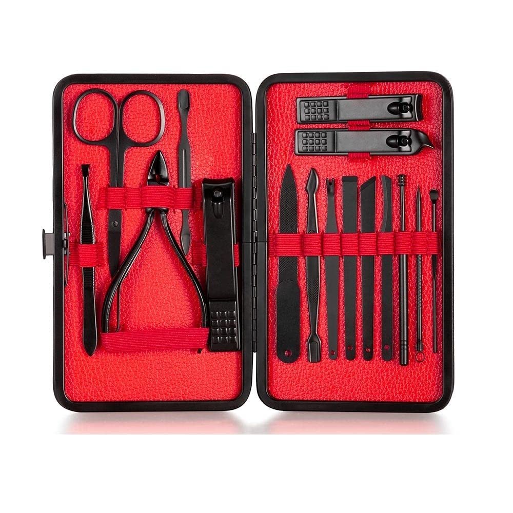 COOVS New Stainless Steel Nail Clippers Set Professional Nail Clippers 15-23 PCS Set Portable Acne Needle Nail Clippers Tool Set (Color : 16 pcs)