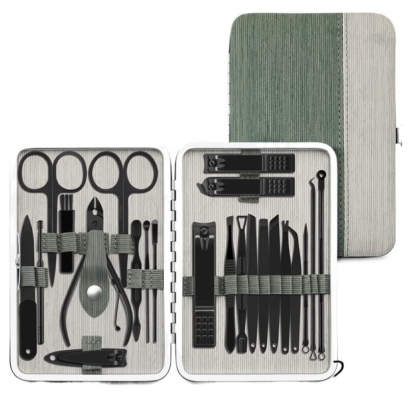 COOVS 4-23 Pcs Professional Nail Cutter Pedicure Scissors Set Stainless Steel Eagle Hook Portable Manicure Nail Clipper Tool Set (Color : Sky Blue)