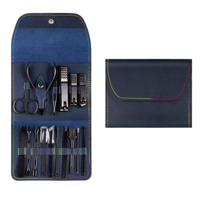 COOVS 4-16pcs Nail Cutter Set Stainless Steel Nail Clippers Set with Folding Bag Manicure Cutter Kits Scissors Makeup Beauty Tools (Color : Yellow)