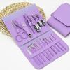 COOVS Manicure Set Nail Clippers Tools Household 12/16Pcs Green Stainless Steel Ear Spoon Nail Cutters Scissors Kit for Manicure Tools (Color : 16pcs Purple) view 1