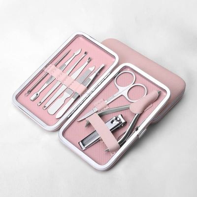 COOVS Upgrade Manicure Nail Clippers Set Professional Nail Scissors Pedicure Scissors Stainless Steel Household Portable Beauty Tool (Color : 9pcs-Pink)
