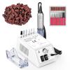 Professional Nail Drill Machine 20000RPM Efile Electric Nail Filer Kit for Finger Toe Nails, Acrylic Gel Nails Manicure Pedicure, with 6Pcs Nail Bits and 106Pcs Sanding Bands - White view 1