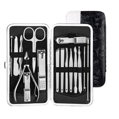 COOVS Manicure Set Nail Clippers Pedicure Kit Stainless Steel Manicure Professional Grooming Kits Nail Care Tools with Travel Case (Color : 16pcs-Withe)