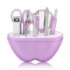 COOVS New 9pcs Apples Shape Stainless Steel Manicure Set Nail Scissors Cosmetic Makeup Tool for Travel Nail Care Product (Color : 9pcs Purple) view 1