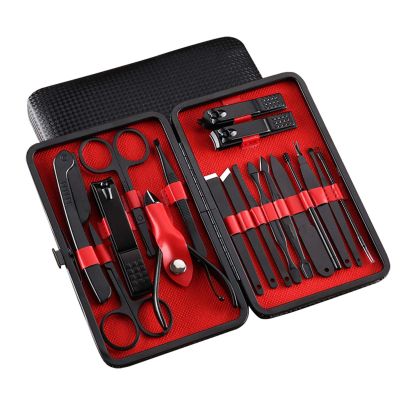 COOVS 18 in 1 Nail Art Manicure Tools Pedicure Kit Scissor Tweezer Ear Pick Utility Toe Nail Clipper Facial Care Tool 01