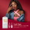 264PCS Half Matte Long Coffin Soft Fake Nail Tips, ROSALIND 12 Size Soft Full Cover False Tips Half Matte Long Coffin Gel Nail Tips for Nail Extension Acrylic (One-Sided No File) view 2