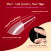 264PCS Half Matte Long Coffin Soft Fake Nail Tips, ROSALIND 12 Size Soft Full Cover False Tips Half Matte Long Coffin Gel Nail Tips for Nail Extension Acrylic (One-Sided No File) view 3