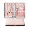 COOVS Rose Gold Professional Manicure Set Stainless Steel Pedicure Set,Nose Hair Scissors,Eyebrow Razor Family Foot Hand Care Set (Color : 18pcs) view 1