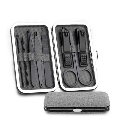 COOVS 18 in 1 Manicure Set Stainless Steel Nail Clippers Pedicure Kit Portable Travel Household Nail Scissor Kit Nail Cutter Tool Set (Color : 8pcs Gary)