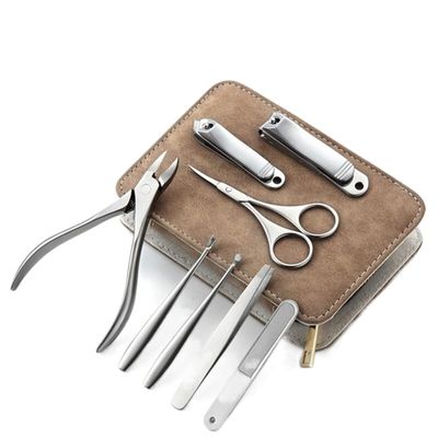 COOVS Than Ever Stainless Steel Nail Clipper Pedicure Set with Scissor Tweezer Professional PU Cover Manicure Tools (Color : Option A)