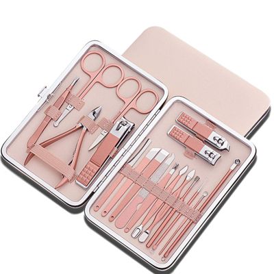 COOVS 18pcs Stainless Steel Nail Clippers Scissors Set Kits Manicure Pedicure Nail Care Set Nails Art Beauty Sets Manicure Tool (Color : 18pcs)