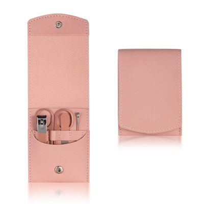 COOVS 4-23PCS Professional Nail Clipper Pedicure Manicure Set Stainless Steel Cuticle Scissor Pusher Tweezer Nail File Nail Cutter Set (Color : 4PCS Pink)