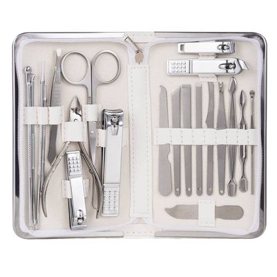 COOVS Nail Clipper Professional Grooming Kit Pedicure Kit Nail Cutter Tools with Luxurious Travel Case Manicure Scissors Makeup (Color : 21pcs Withe)