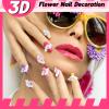 Tinlade 50 Pcs White Flower Nail Charms 3D Acrylic Flower Beads for Nail Gems and Rhinestones with Pearl Beads Crystals Blossom Art Accessories for Women DIY view 3