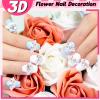 Tinlade 50 Pcs White Flower Nail Charms 3D Acrylic Flower Beads for Nail Gems and Rhinestones with Pearl Beads Crystals Blossom Art Accessories for Women DIY view 4