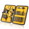 COOVS 8/10/15/18 Pcs Manicure Set Stainless Steel Nail Cutter Pedicure Kit Nail Clipper Set Nail File Scissor Manicure Beauty Tool Kit (Color : Yellow 15Pcs) view 1