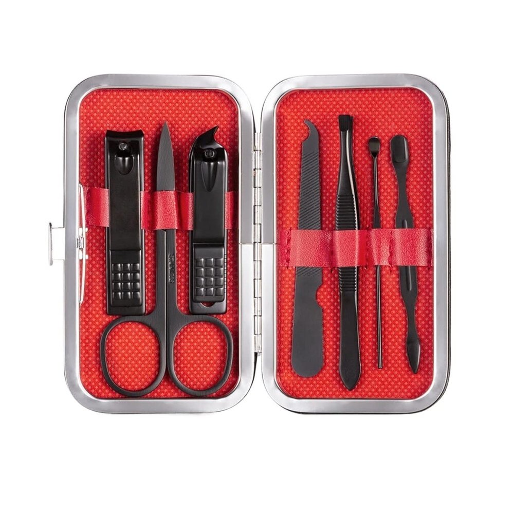 COOVS 7-23 Pcs Professional Nail Cutter Pedicure Scissors Set Stainless Steel Eagle Hook Portable Manicure Nail Clipper Tool Set (Color : 7 pcs Black Box)