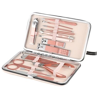 COOVS 18Pcs Stainless Steel Nail Clipper Pedicure Set with Scissor Tweezer Professional Manicure Tools Nail Supplies Dropship (Color : 16pcs)