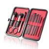COOVS 8/10/15/18 Pcs Manicure Set Stainless Steel Nail Cutter Pedicure Kit Nail Clipper Set Nail File Scissor Manicure Beauty Tool Kit (Color : Red 10Pcs) view 1