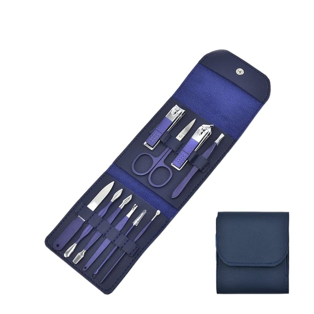 COOVS Nail Clipper Set Household Blue Nail Scissors Tweezer Pedicure Kits Professional Nails Art Kit Manicure Tool Beauty Set (Color : 10Pcs)