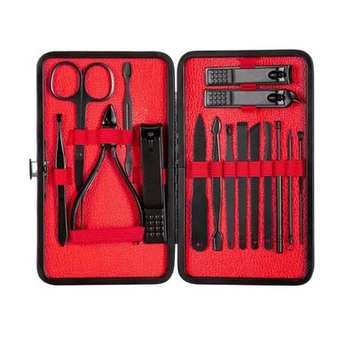 COOVS 7-23 Pcs Professional Nail Cutter Pedicure Scissors Set Stainless Steel Eagle Hook Portable Manicure Nail Clipper Tool Set (Color : 16 pcs red)