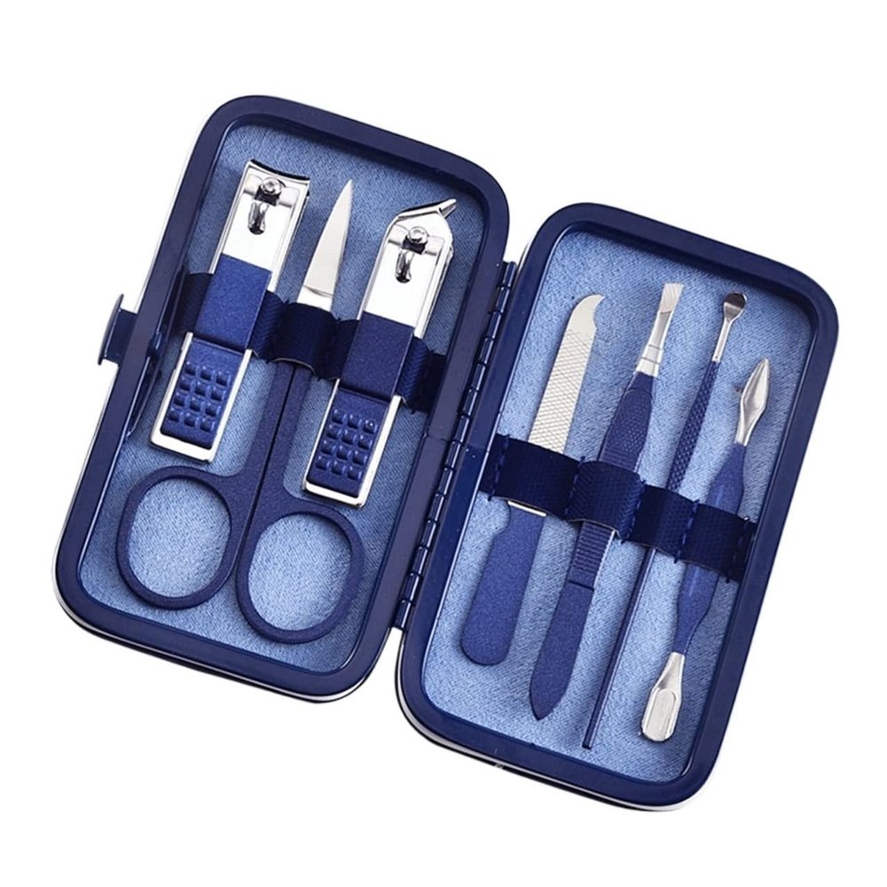 COOVS Nail Clipper Set Household Blue Nail Scissors Tweezer Pedicure Kits Professional Nails Art Kit Manicure Tool Beauty Set (Color : 7Pcs)
